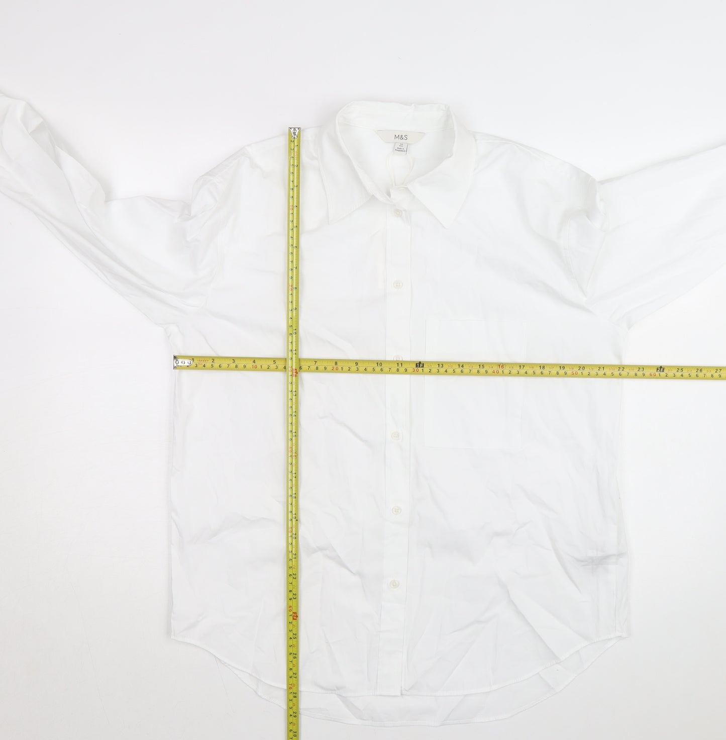 Marks and Spencer Men's White Regular Fit Long Sleeve Cotton Shirt Size 15