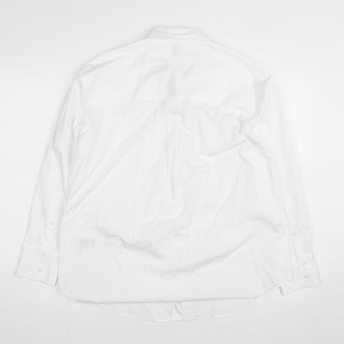 Marks and Spencer Men's White Regular Fit Long Sleeve Cotton Shirt Size 15