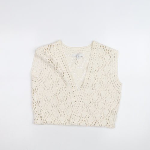 Marks and Spencer Womens Ivory XS Crochet Cotton Cropped Tank Top