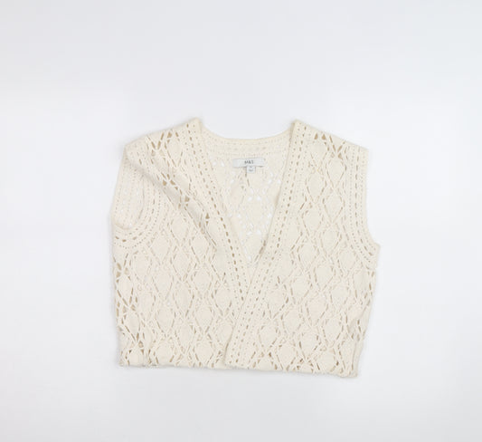 Marks and Spencer Womens Ivory XS Crochet Cotton Cropped Tank Top