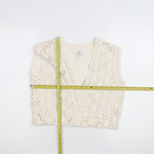 Marks and Spencer Womens Ivory XS Crochet Cotton Cropped Tank Top