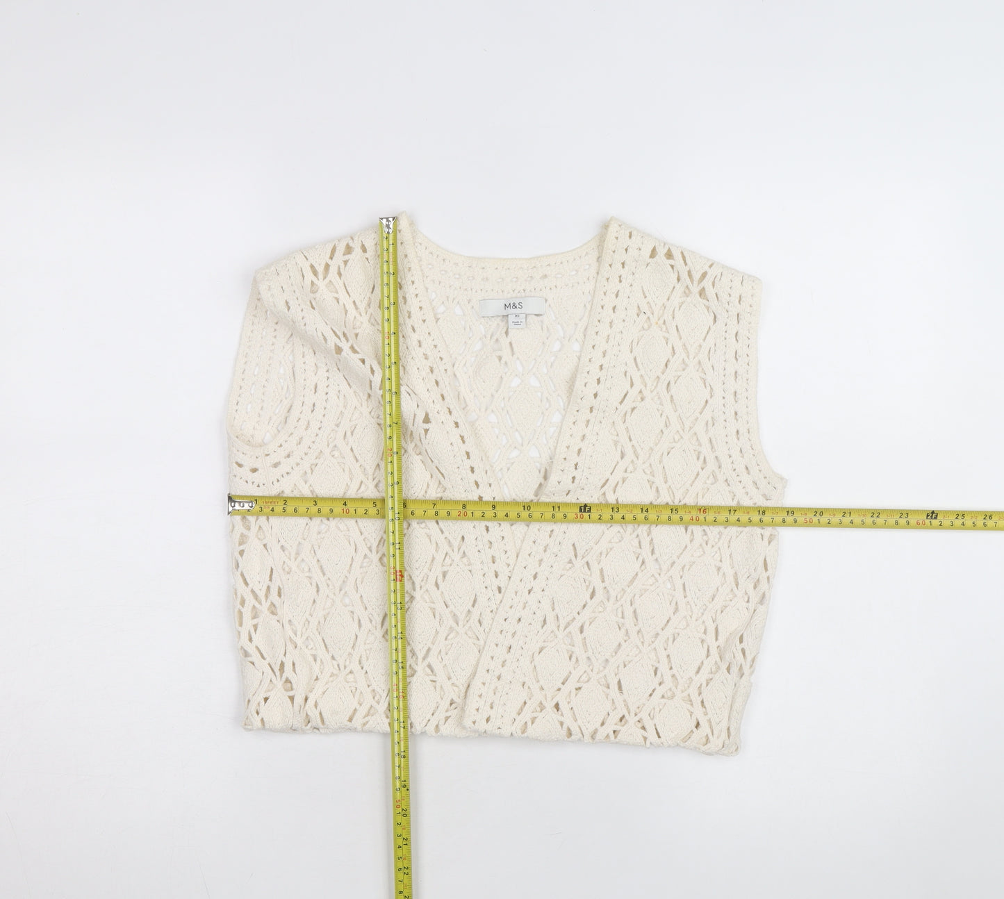 Marks and Spencer Womens Ivory XS Crochet Cotton Cropped Tank Top