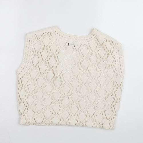 Marks and Spencer Womens Ivory XS Crochet Cotton Cropped Tank Top