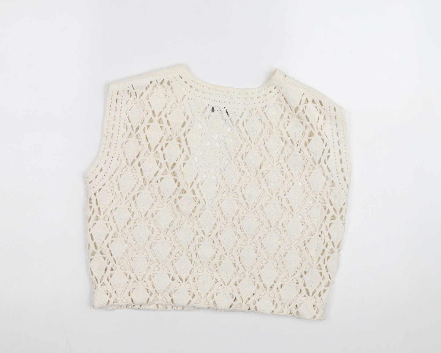 Marks and Spencer Womens Ivory XS Crochet Cotton Cropped Tank Top
