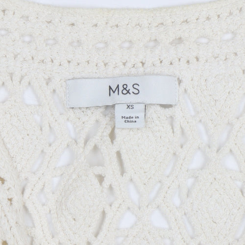 Marks and Spencer Womens Ivory XS Crochet Cotton Cropped Tank Top