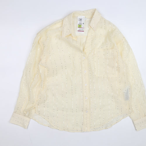 Marks and Spencer Women’s Beige Sequin Button-Up Shirt Size 12