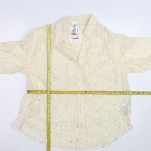 Marks and Spencer Women’s Beige Sequin Button-Up Shirt Size 12