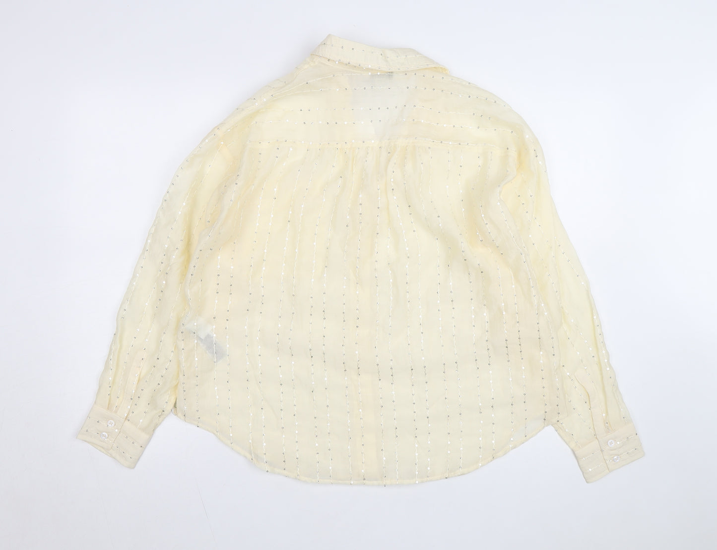 Marks and Spencer Women’s Beige Sequin Button-Up Shirt Size 12