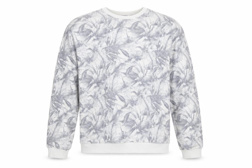 Front view of Bagarda Men's Grey Floral Crew Neck Sweatshirt, size M