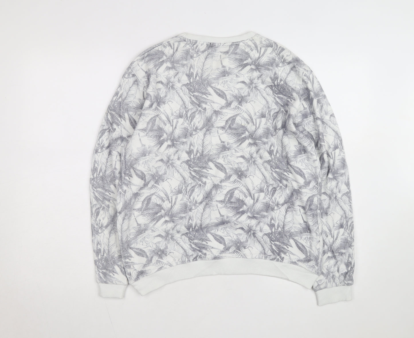 Bagarda Men's Grey Floral Crew Neck Sweatshirt Size M