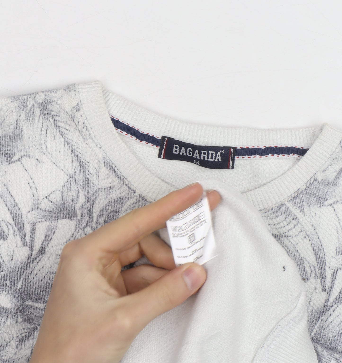 Bagarda Men's Grey Floral Crew Neck Sweatshirt Size M