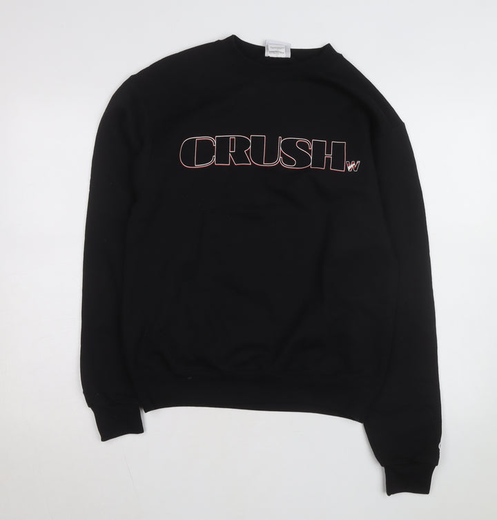 Champion Men's Black Pullover Sweatshirt L Crew Neck Graphic Print