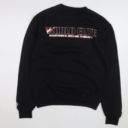 Champion Men's Black Pullover Sweatshirt L Crew Neck Graphic Print