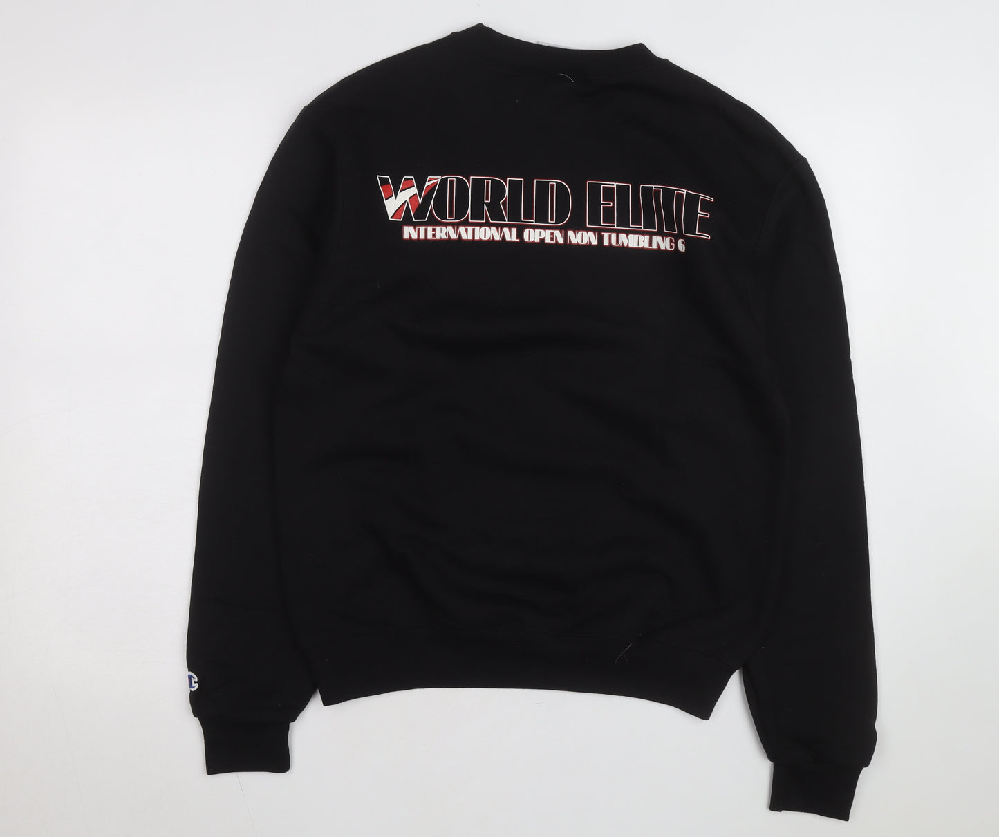 Champion Men's Black Pullover Sweatshirt L Crew Neck Graphic Print