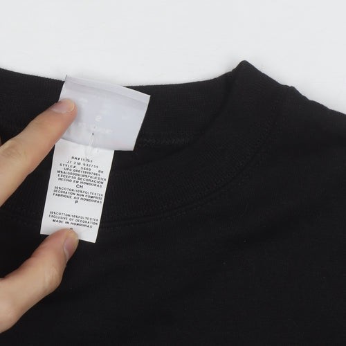 Champion Men's Black Pullover Sweatshirt L Crew Neck Graphic Print