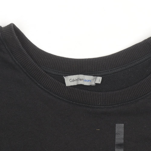 Calvin Klein Jeans Men's Black Logo Crew Neck Sweatshirt L