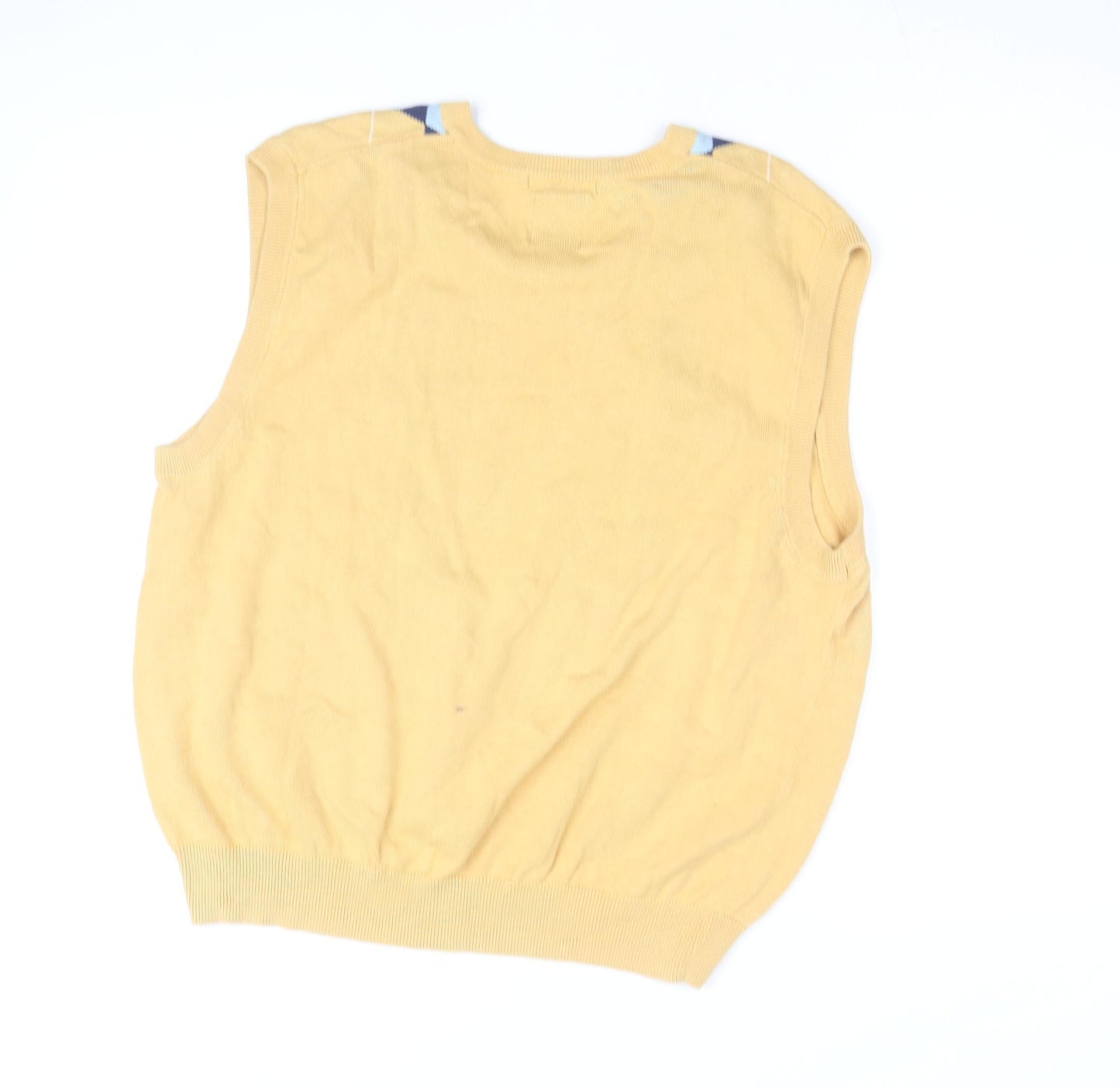 Pebble Beach Men's Yellow Argyle V-Neck Cotton Golf Vest M