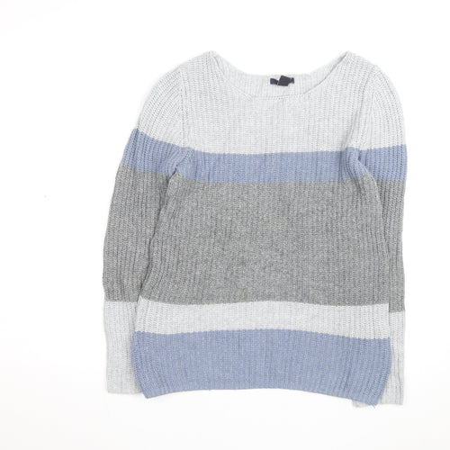 Gap Men’s Grey Striped Chunky Knit Cotton Pullover Jumper Size S
