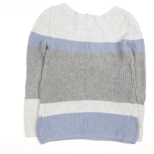 Gap Men’s Grey Striped Chunky Knit Cotton Pullover Jumper Size S