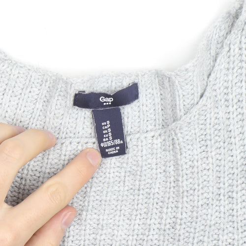 Gap Men’s Grey Striped Chunky Knit Cotton Pullover Jumper Size S