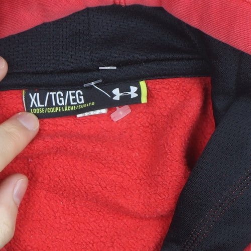 Under Armour Mens Red XL Pullover Hoodie Graphic Fleece