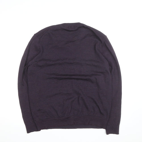 Ibex Men’s Purple Merino Wool V-Neck Jumper Size L