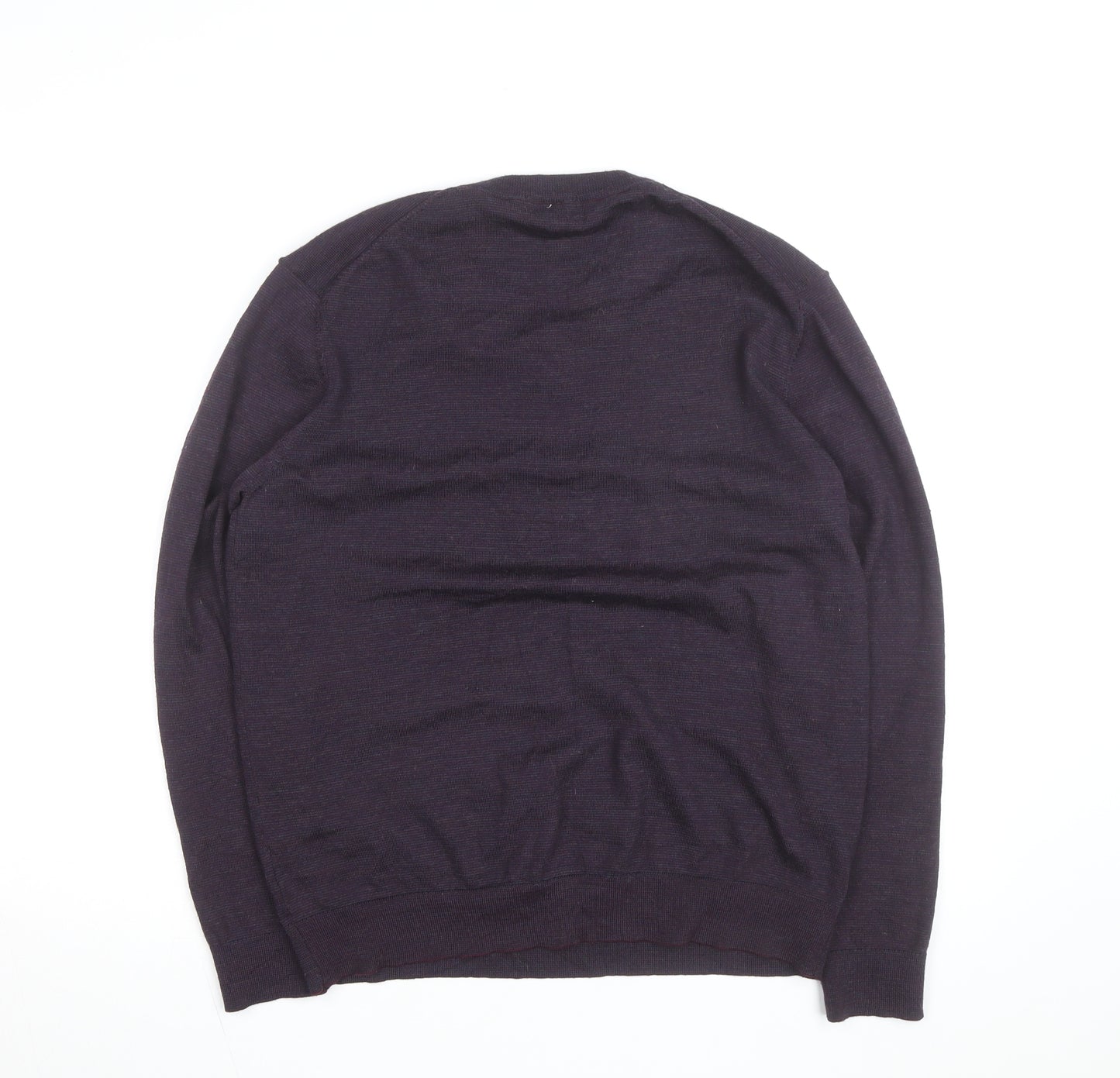 Ibex Men’s Purple Merino Wool V-Neck Jumper Size L
