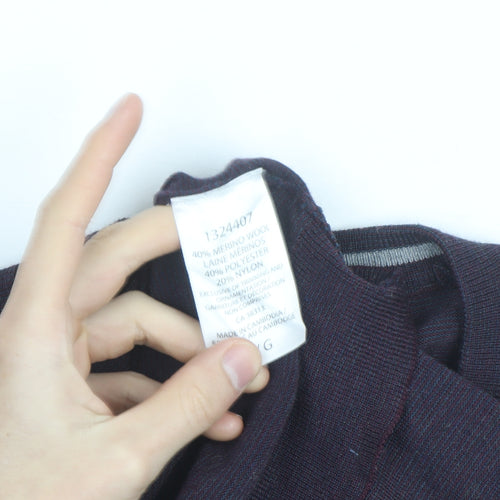 Ibex Men’s Purple Merino Wool V-Neck Jumper Size L