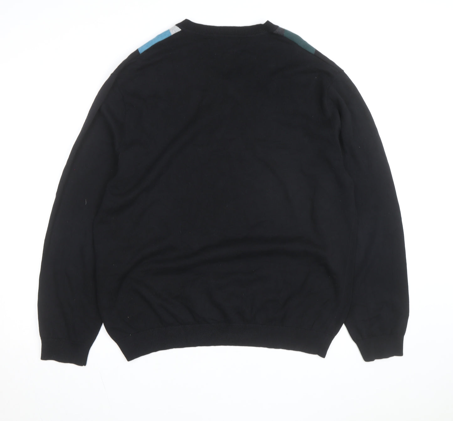 Claiborne Men's Black Argyle V-Neck Cotton Jumper XL