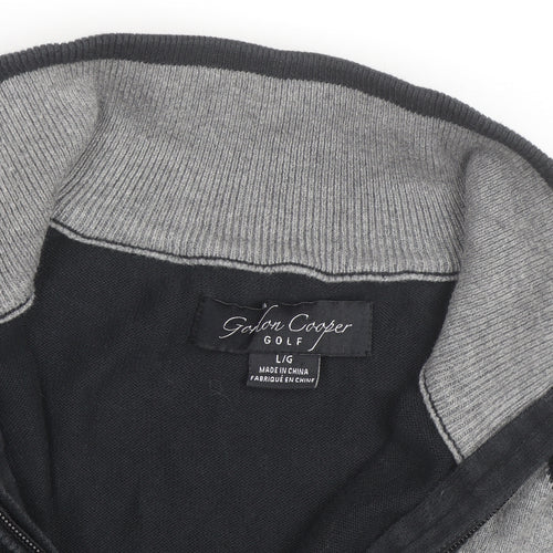 Gordon Cooper Golf Men's Black Argyle 1/4 Zip Jumper Size L