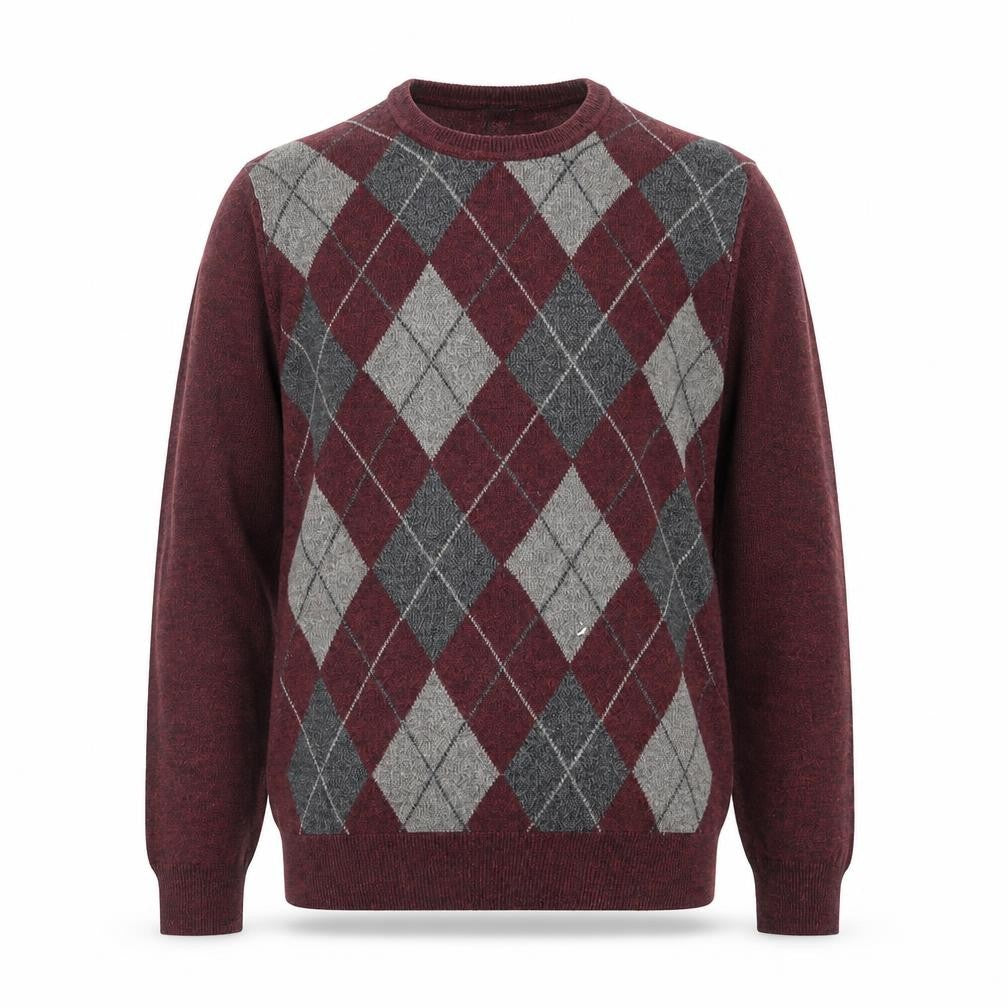 Front view of Dockers men’s red argyle knit acrylic jumper xl