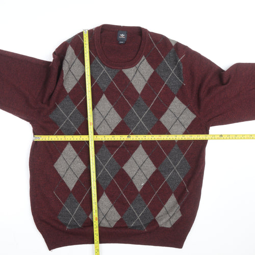 Dockers Mens Red Argyle Knit Acrylic Pullover Jumper XL