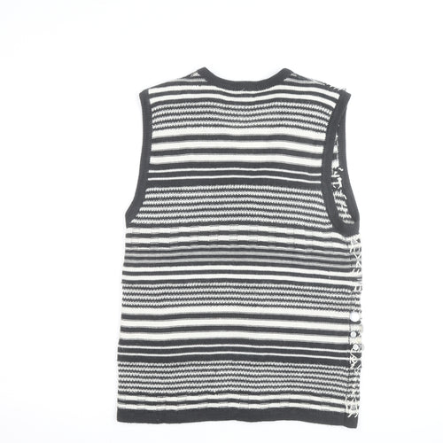 Casual Corner Womens Black White Knit Striped Sleeveless Vest S