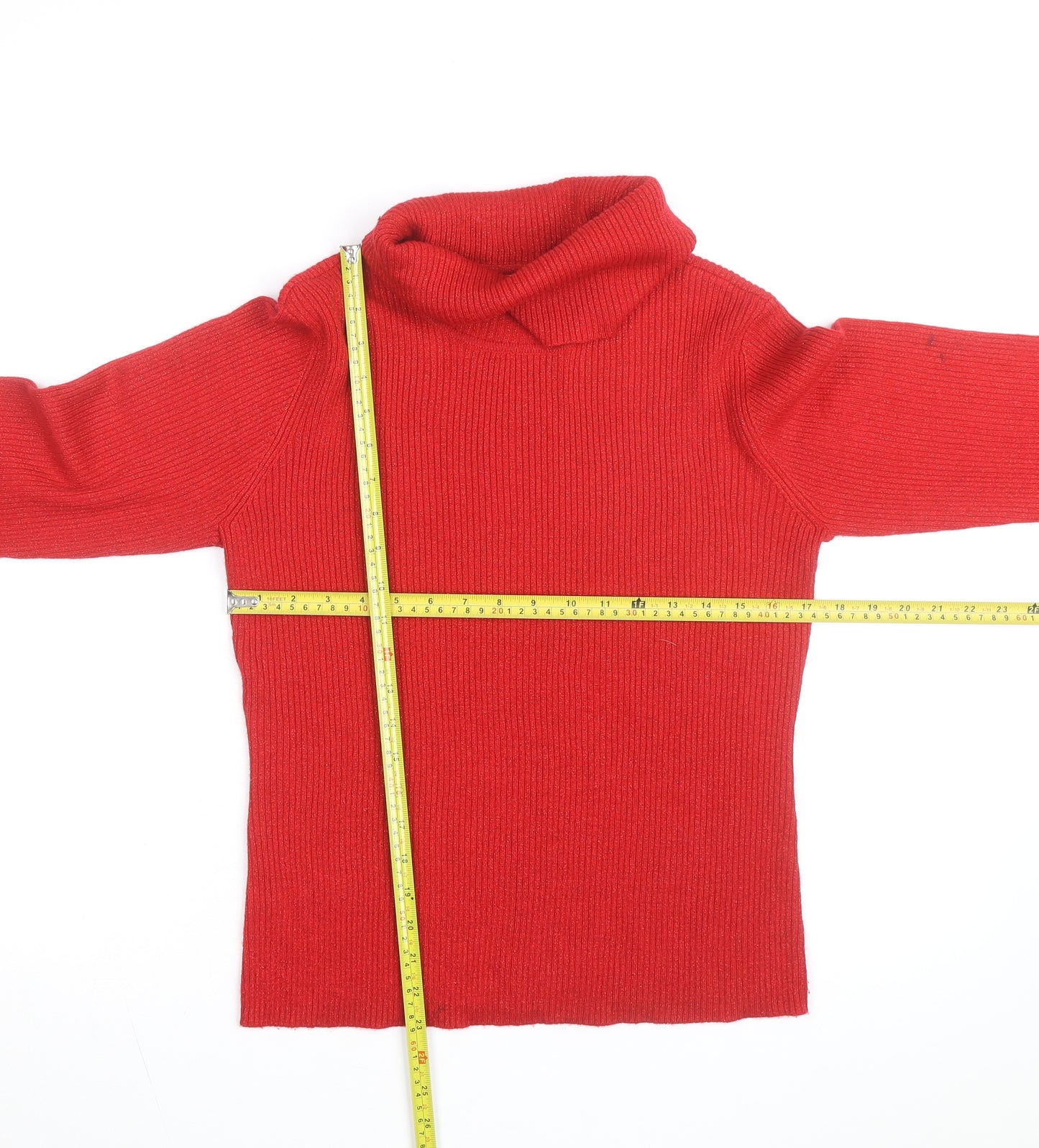 OUTFIT Women's Red Roll Neck Knit Jumper Size L Long Sleeve