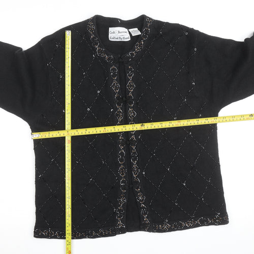 Croft & Barrow Women's Black Beaded Knit Cardigan M Classic Ramie Cotton