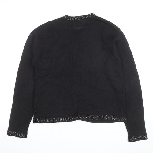 Croft & Barrow Women's Black Beaded Knit Cardigan M Classic Ramie Cotton