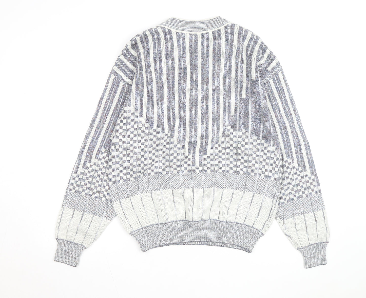 Arnold Palmer Men's Grey V-Neck Geometric Knit Jumper Size M