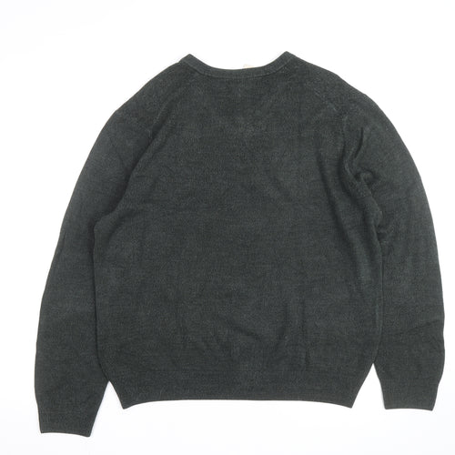 Dockers Men's Green Acrylic V-Neck Pullover Jumper XL