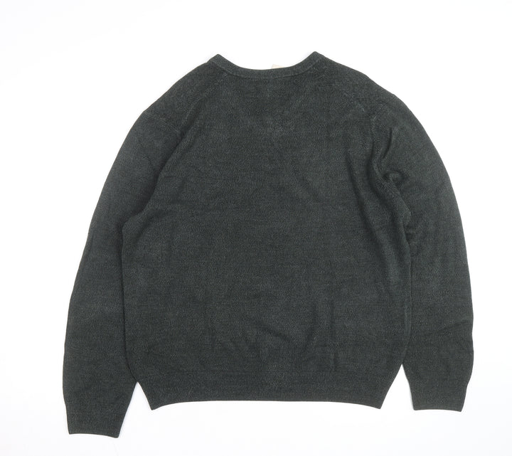 Dockers Men's Green Acrylic V-Neck Pullover Jumper XL