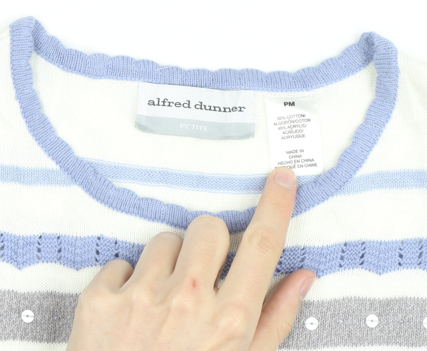 Alfred Dunner Women’s Multicoloured Petite M Striped Pullover Jumper