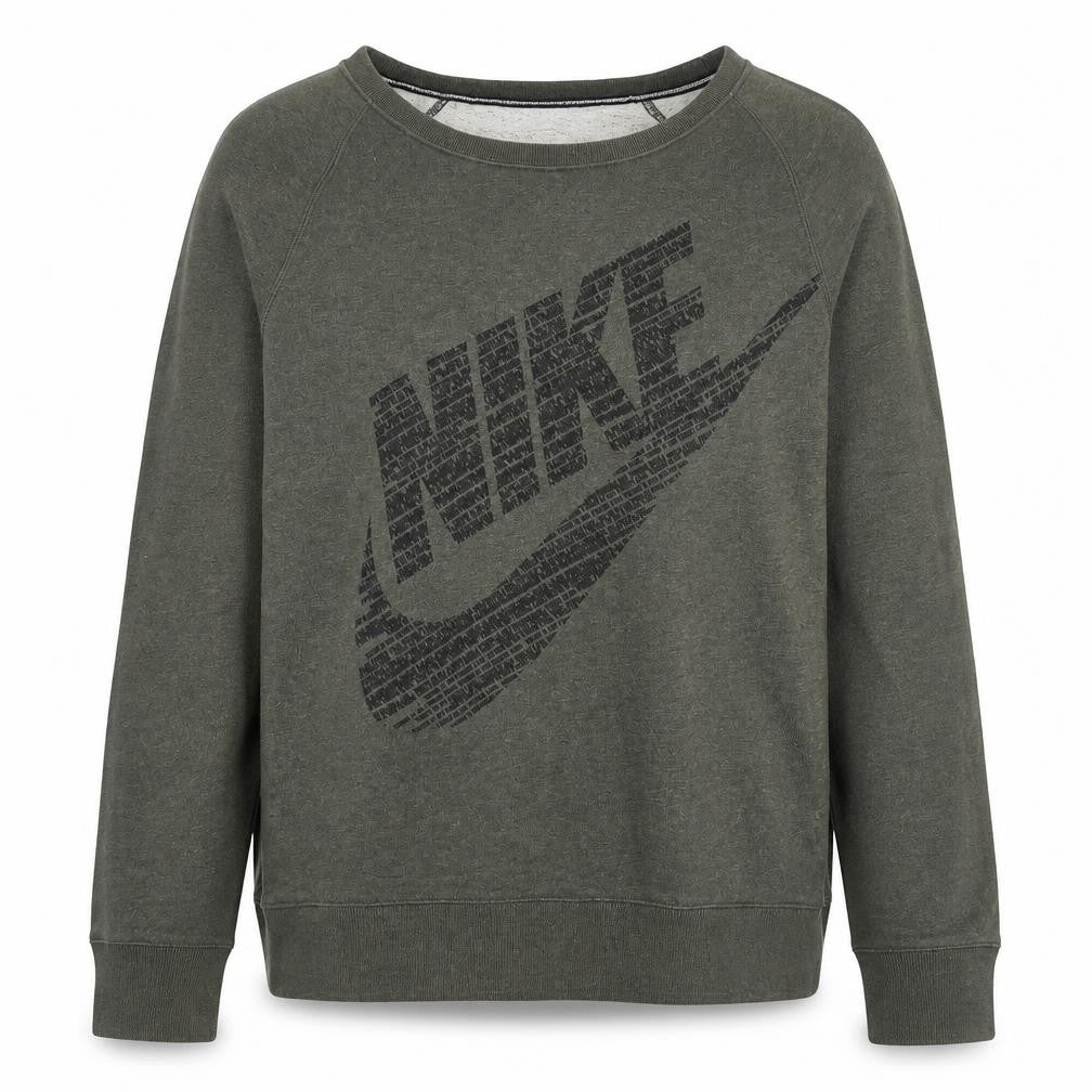 Front view of Nike Men's Green Crew Neck Pullover Sweatshirt, size S