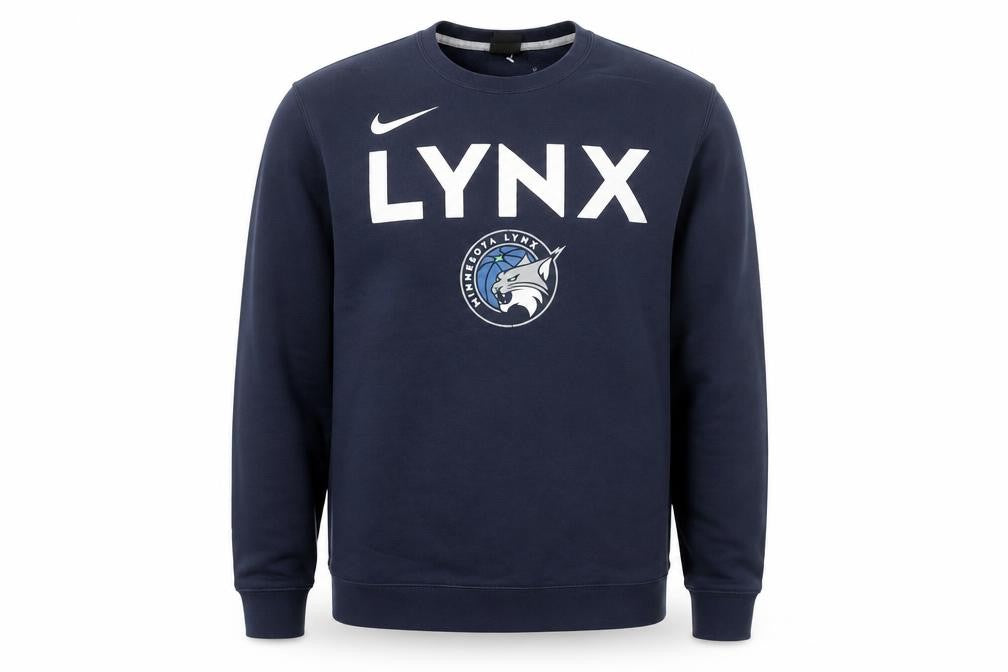 Front view of Nike Men's Blue Lynx Crew Neck Sweatshirt, size L, Sports Pullover