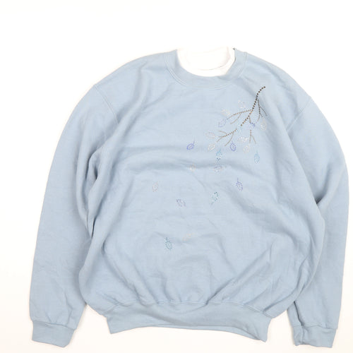 Day Breeze Women’s Blue Rhinestone Crew Neck Pullover Sweatshirt L
