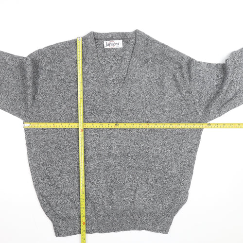 Jantzen Men's Grey V-Neck Acrylic Knit Jumper Size L