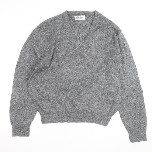 Jantzen Men's Grey V-Neck Acrylic Knit Jumper Size L