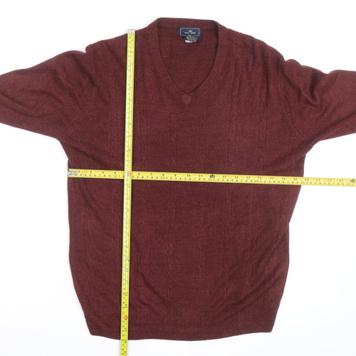 Dockers Men's Red V-Neck Acrylic Jumper Size S Classic Knit
