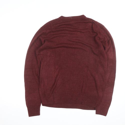Dockers Men's Red V-Neck Acrylic Jumper Size S Classic Knit
