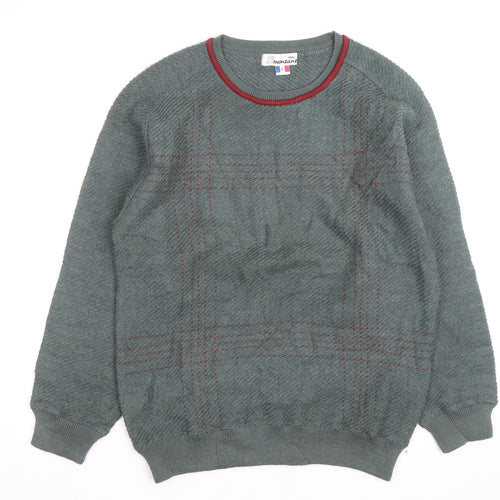 Emostar Men's Green Check Knit Pullover Jumper Size L