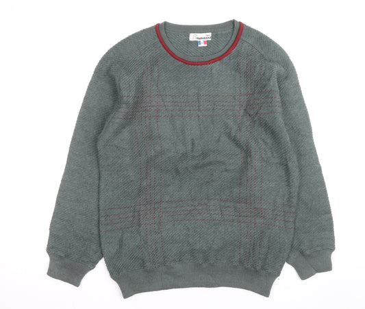 Emostar Men's Green Check Knit Pullover Jumper Size L