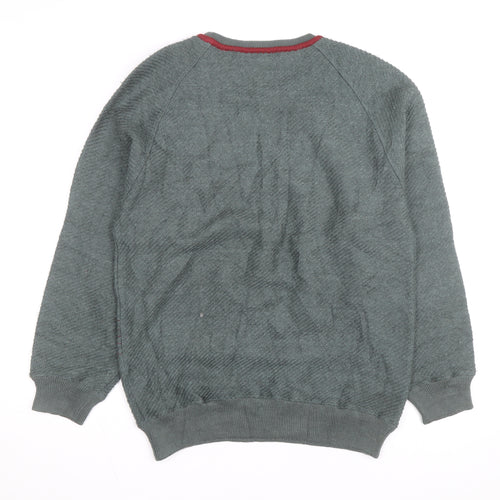 Emostar Men's Green Check Knit Pullover Jumper Size L